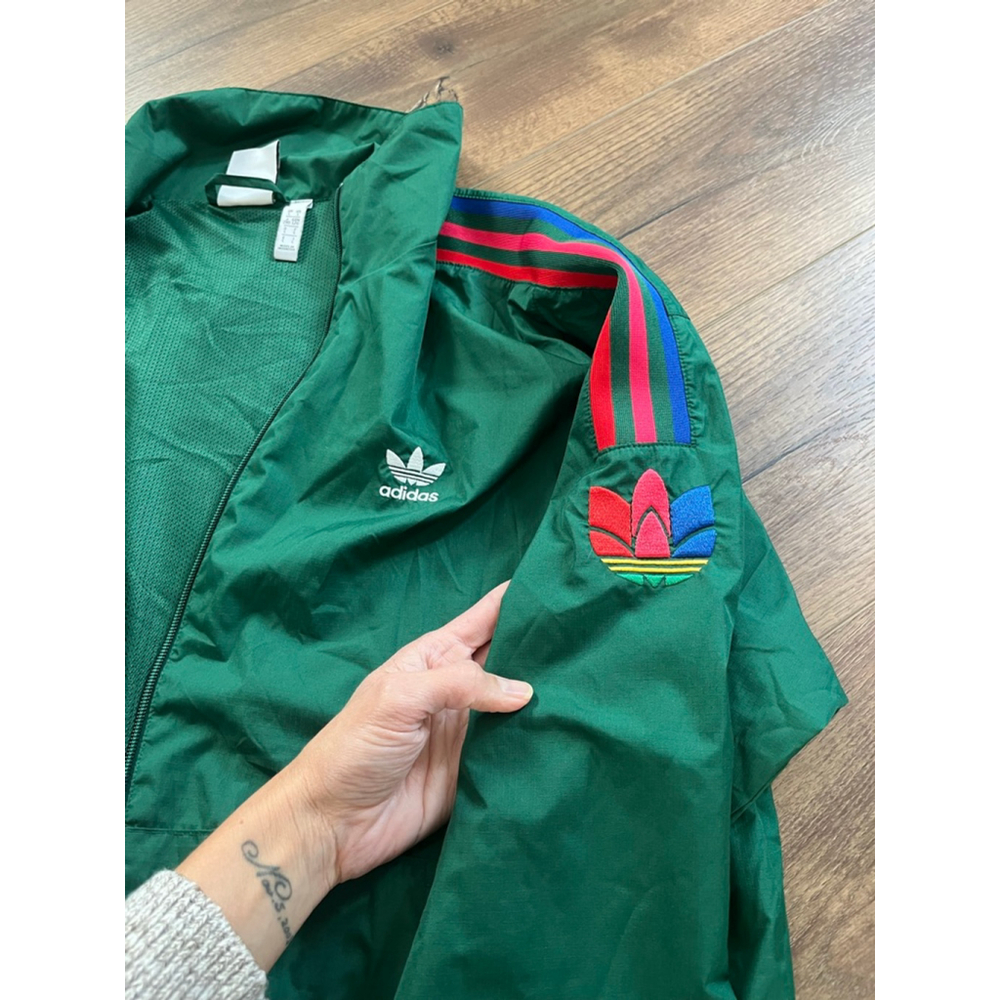 Adidas Trefoil 3 stripes track jacket green size L - Picture 10 of 13